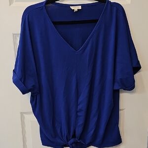 Umgee Royal Blue Short Sleeve V-Neck Top